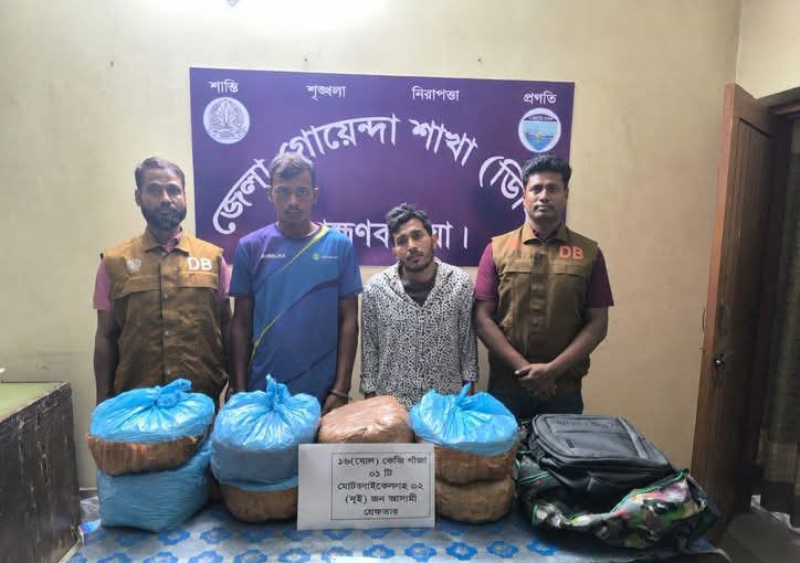 ব্রাহ্মণবাড়িয়ায় গোয়েন্দা পুলিশের অভিযানে ১৬ কেজি গাঁজাসহ দুই মাদক কারবারি গ্রেফতার