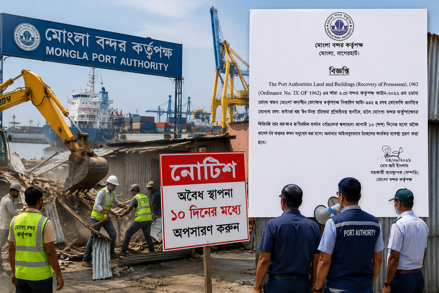 মোংলা বন্দর এলাকায় অবৈধ স্থাপনা উচ্ছেদের প্রতীকী ছবি